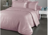Постельное белье сатин страйп Cotton Shine - Pudra (Turkey), евро